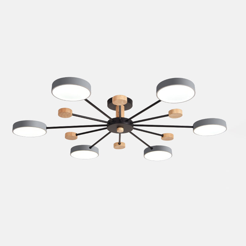 Multi Lights Metal Hanging Ceiling Light Cylindrical Modern Style Chandelier Lamp