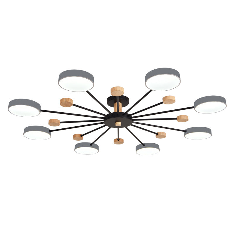 Multi Lights Metal Hanging Ceiling Light Cylindrical Modern Style Chandelier Lamp