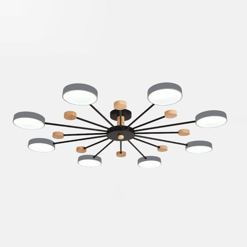 Multi Lights Metal Hanging Ceiling Light Cylindrical Modern Style Chandelier Lamp