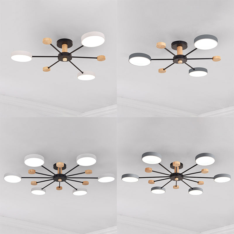 Multi Lights Metal Hanging Ceiling Light Cylindrical Modern Style Chandelier Lamp