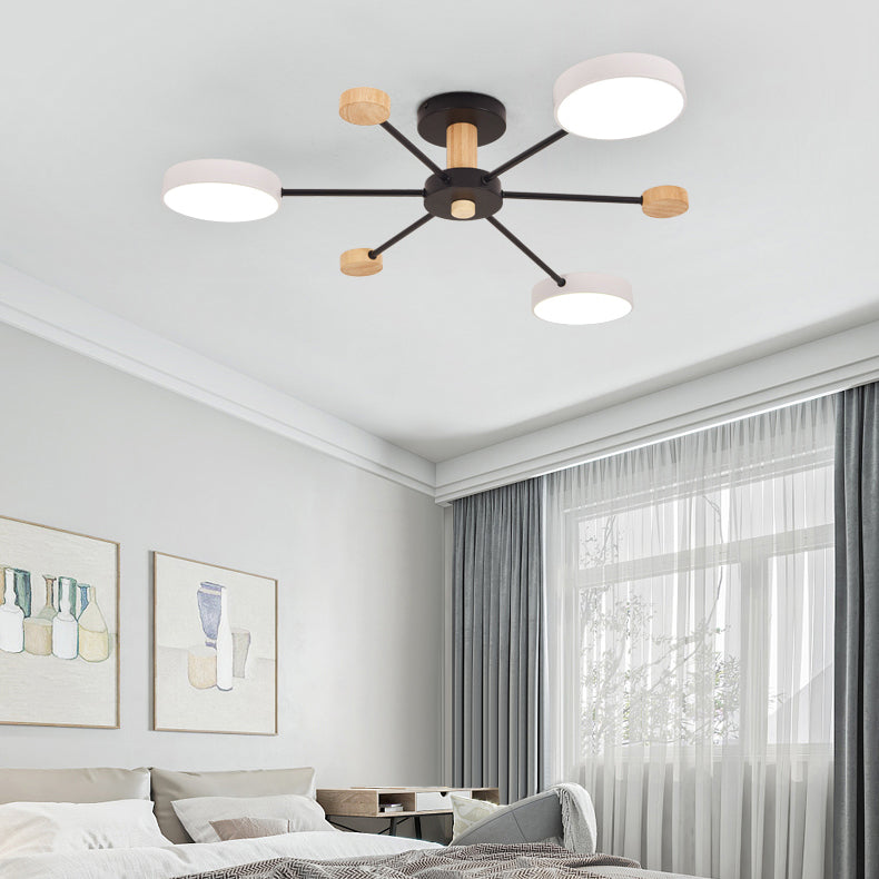 Multi Lights Metal Hanging Ceiling Light Cylindrical Modern Style Chandelier Lamp