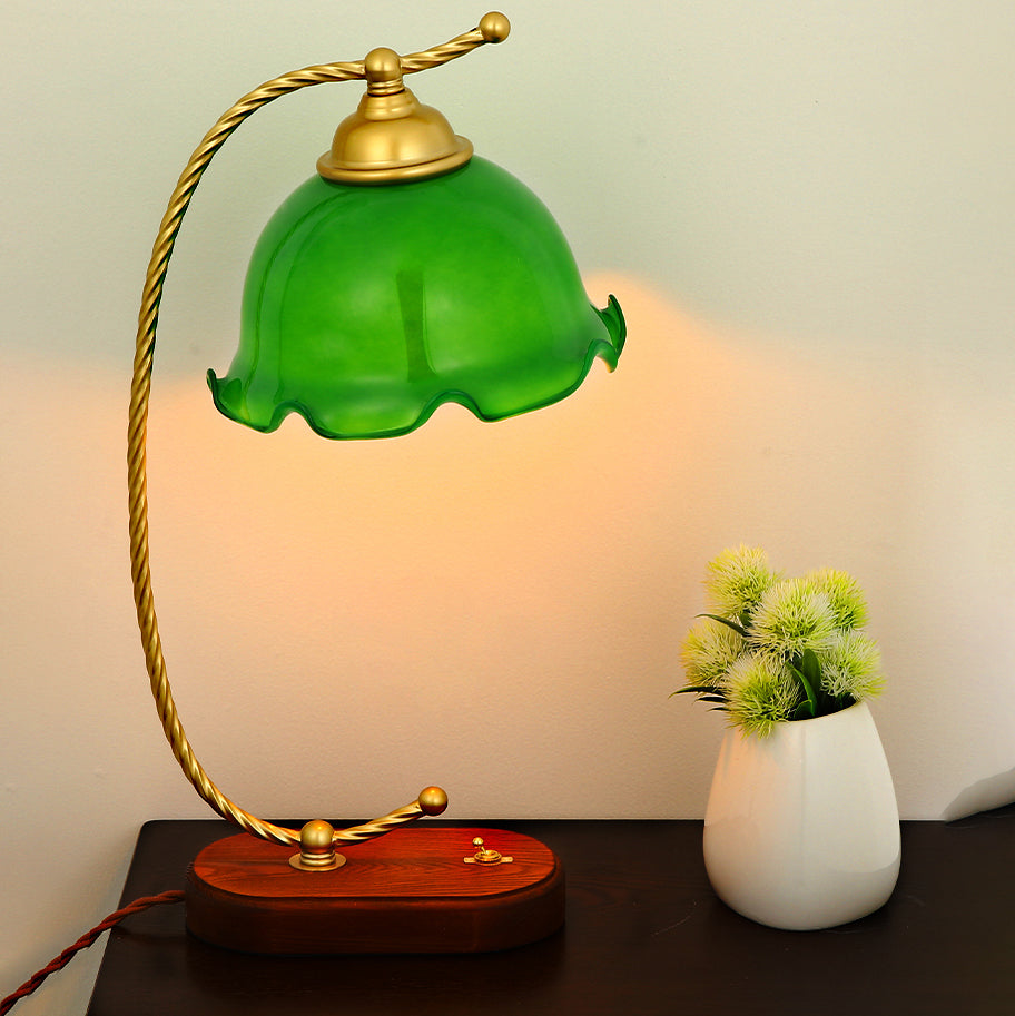 Flower Table Lamp Modern Bedside Lamps Metal 1 Light Night Table Lights in Gold
