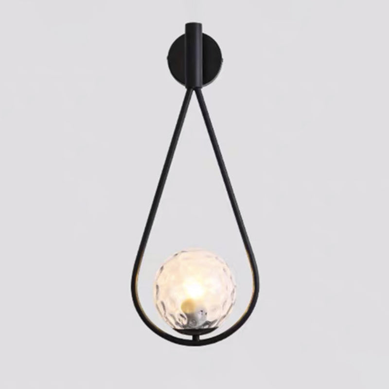 Modern Creative Globe Wall Lamp Wrought Iron Indoor Wall Light with Glass Shade