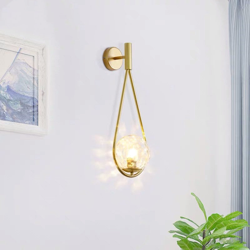 Modern Creative Globe Wall Lamp Wrought Iron Indoor Wall Light with Glass Shade