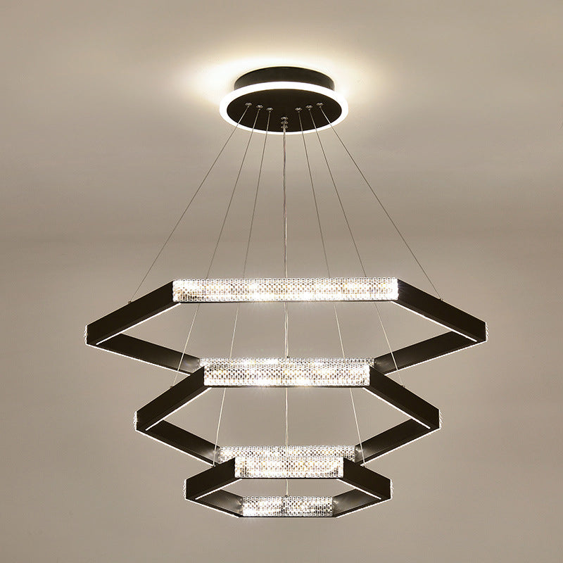 Acrylic 3-Lights Pendant Lighting Fixtures Modern Style Geometric Chandelier Lights