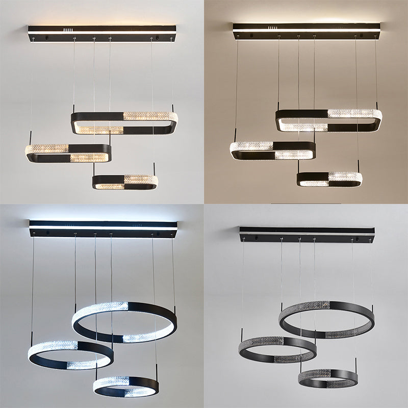 Acrylic 3-Lights Pendant Lighting Fixtures Modern Style Geometric Chandelier Lights