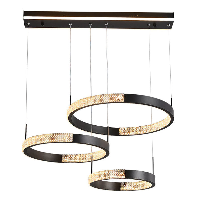 Acrylic 3-Lights Pendant Lighting Fixtures Modern Style Geometric Chandelier Lights