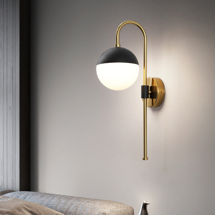 Glass Black and Gold Wall Lamp in Modern Simplicity Iron Globe Wall Light for Interior Spaces