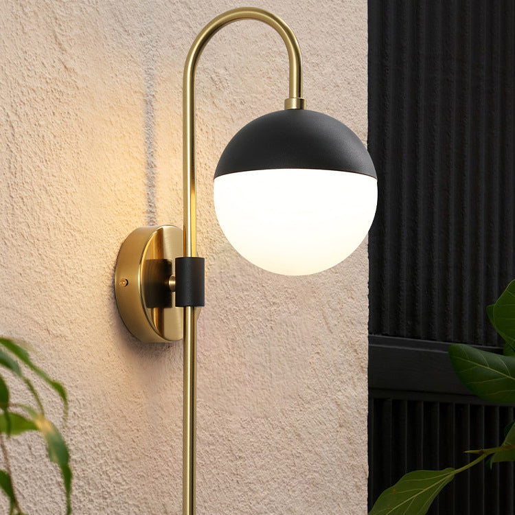 Glass Black and Gold Wall Lamp in Modern Simplicity Iron Globe Wall Light for Interior Spaces