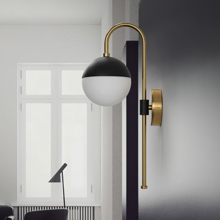 Glass Black and Gold Wall Lamp in Modern Simplicity Iron Globe Wall Light for Interior Spaces