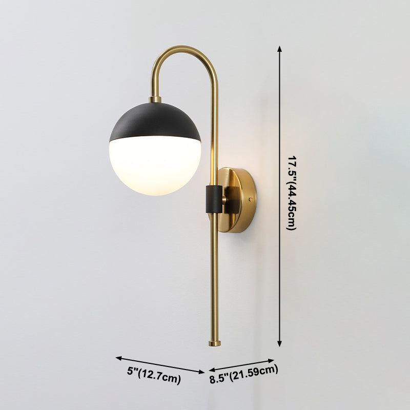 Glass Black and Gold Wall Lamp in Modern Simplicity Iron Globe Wall Light for Interior Spaces