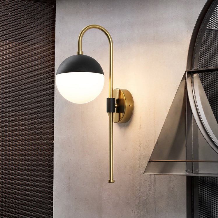 Glass Black and Gold Wall Lamp in Modern Simplicity Iron Globe Wall Light for Interior Spaces