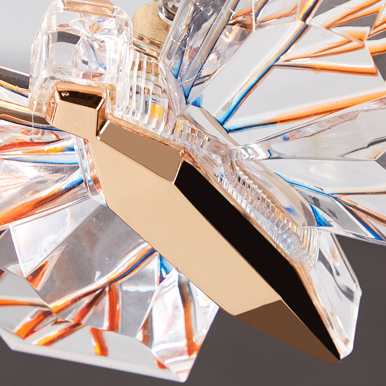 Luz de colgante de clúster de mariposa acrílica Estilo moderno Multi luces transparentes Luz de techo colgante