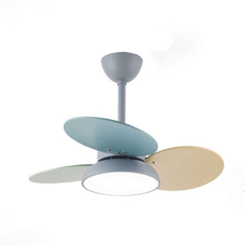 Kids Creative LED Pendant Light Wrought Iron Indoor Fan Chandelier with Acrylic Shade