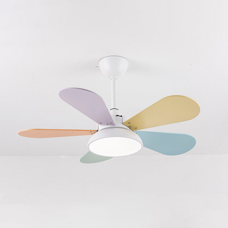 Kids Creative LED Pendant Light Wrought Iron Indoor Fan Chandelier with Acrylic Shade