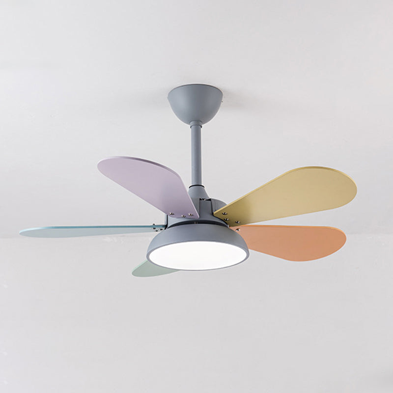 Kids Creative LED Pendant Light Wrought Iron Indoor Fan Chandelier with Acrylic Shade