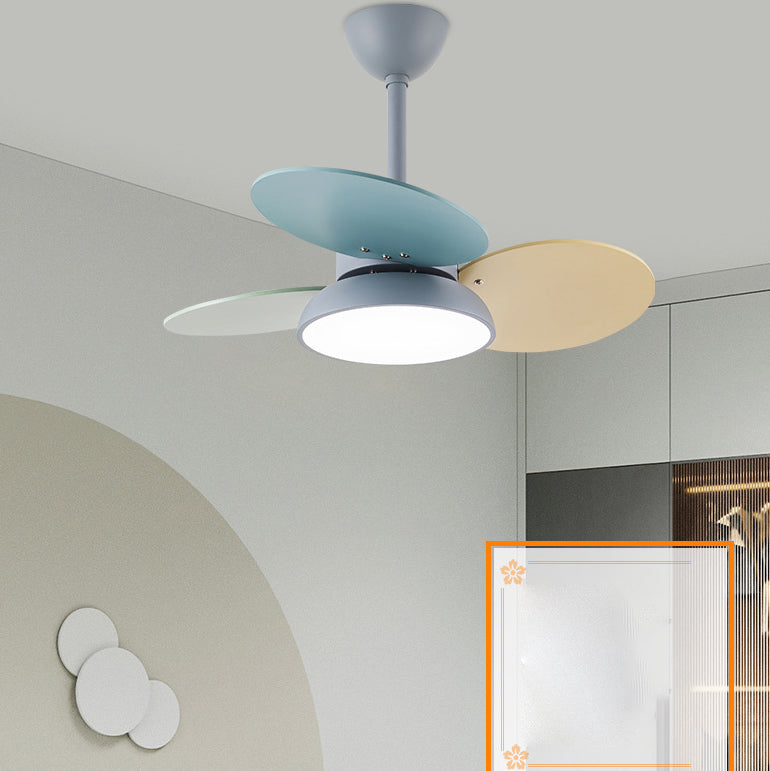 Kids Creative LED Pendant Light Wrought Iron Indoor Fan Chandelier with Acrylic Shade