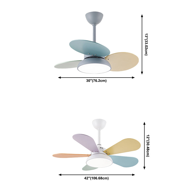 Kids Creative LED Pendant Light Wrought Iron Indoor Fan Chandelier with Acrylic Shade