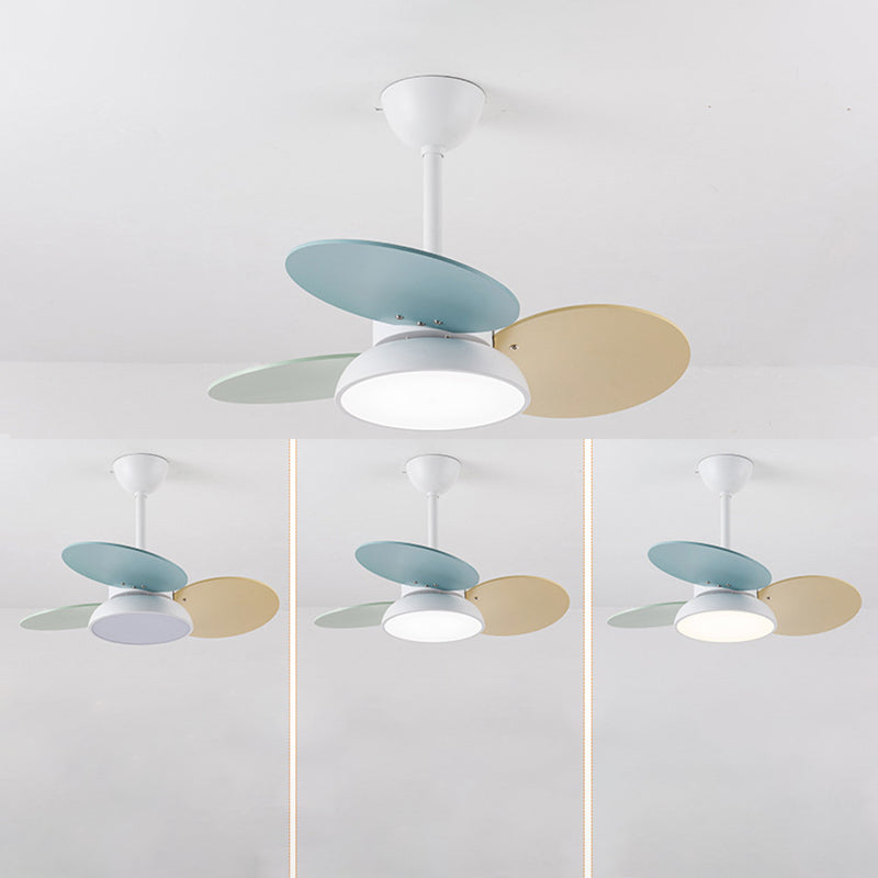 Kids Creative LED Pendant Light Wrought Iron Indoor Fan Chandelier with Acrylic Shade