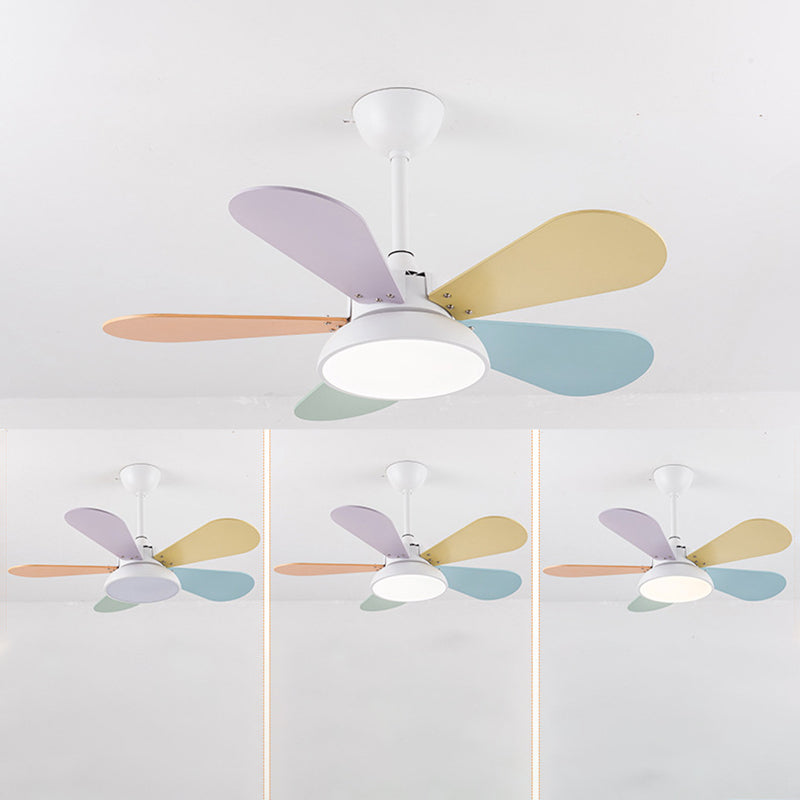 Kids Creative LED Pendant Light Wrought Iron Indoor Fan Chandelier with Acrylic Shade