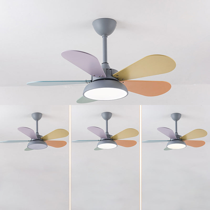 Kids Creative LED Pendant Light Wrought Iron Indoor Fan Chandelier with Acrylic Shade