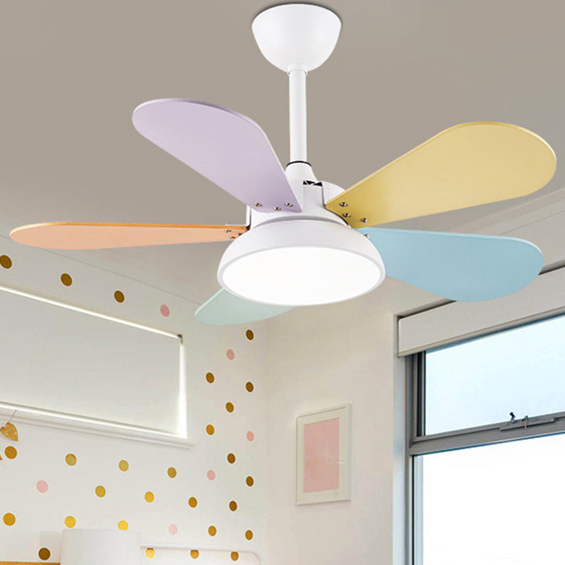 Kids Creative LED Pendant Light Wrought Iron Indoor Fan Chandelier with Acrylic Shade