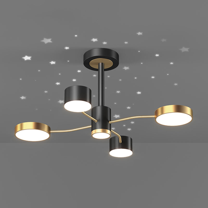 Araña contemporánea de metal redondeo de metal lámparas colgantes para dormitorio de sala de estar