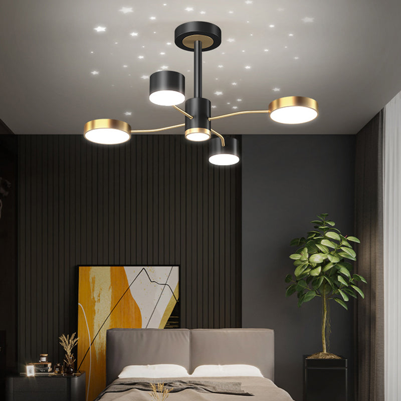 Araña contemporánea de metal redondeo de metal lámparas colgantes para dormitorio de sala de estar