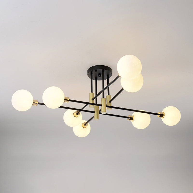Black Sphere Ceiling Mount Light Fixture Modern Style Glass Multi Lights Semi Flush Mount Lamps