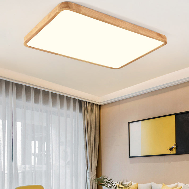 1-Light Wood Ceiling Light Fixtures Modern Style Geometric Semi Flush Mount Lighting