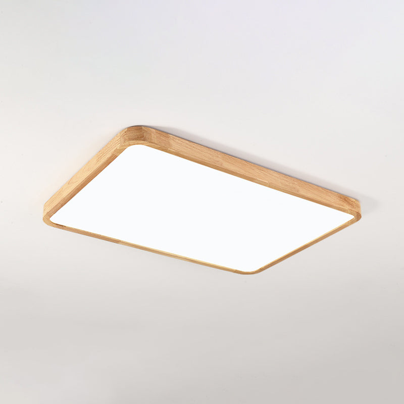 1-Light Wood Ceiling Light Fixtures Modern Style Geometric Semi Flush Mount Lighting