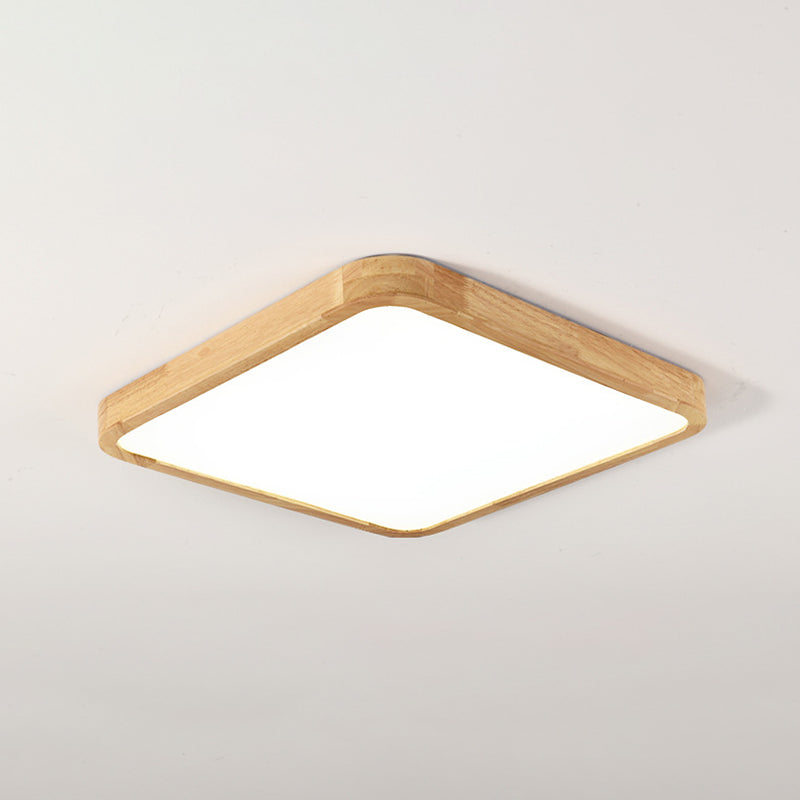 1-Light Wood Ceiling Light Fixtures Modern Style Geometric Semi Flush Mount Lighting