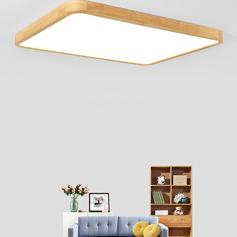 1-Light Wood Ceiling Light Fixtures Modern Style Geometric Semi Flush Mount Lighting