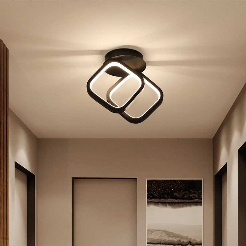 2-Lights Metal Semi Flush Mounted Ceiling Led Lights Modern Style Geometric Ceiling Flush