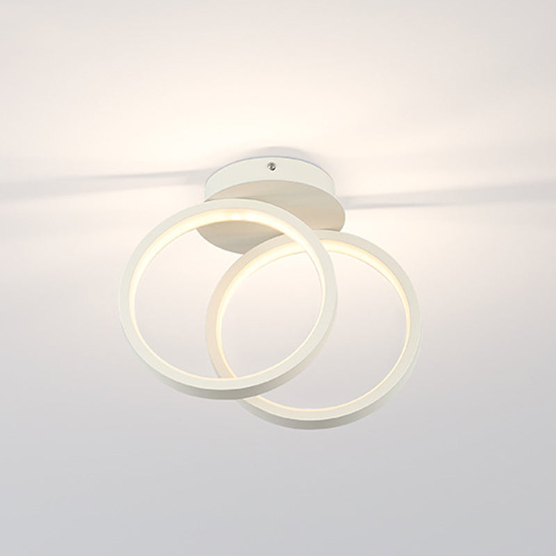 2-Lights Metal Semi Flush Mounted Ceiling Led Lights Modern Style Geometric Ceiling Flush