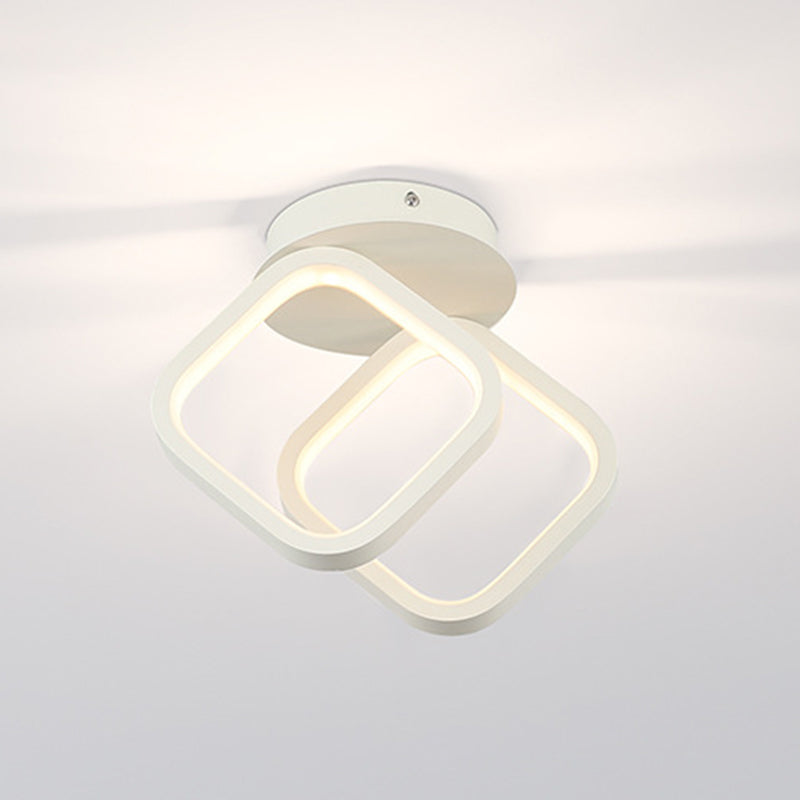 2-Lights Metal Semi Flush Mounted Ceiling Led Lights Modern Style Geometric Ceiling Flush