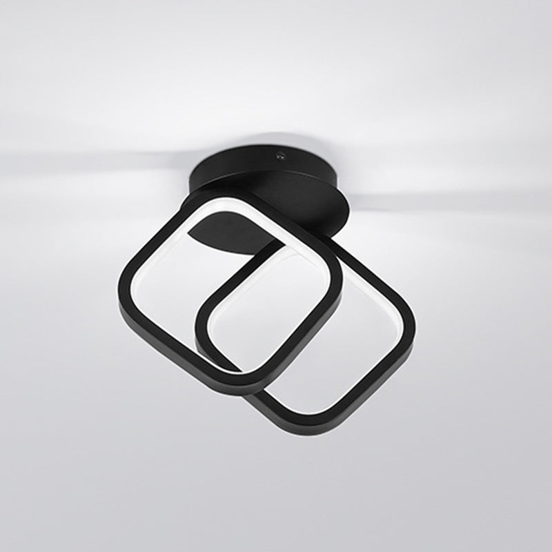 2-Lights Metal Semi Flush Mounted Ceiling Led Lights Modern Style Geometric Ceiling Flush