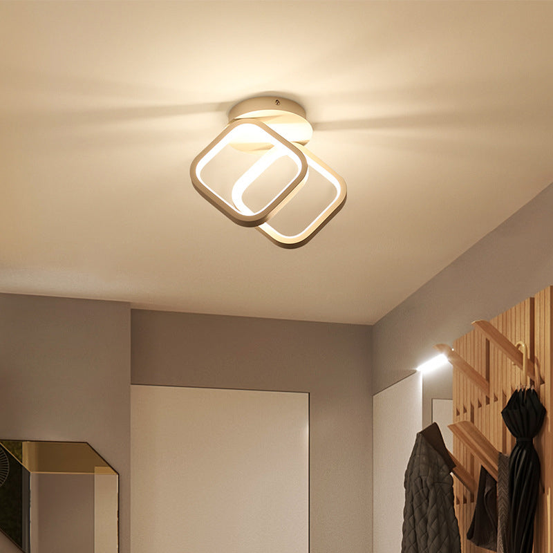 2-Lights Metal Semi Flush Mounted Ceiling Led Lights Modern Style Geometric Ceiling Flush