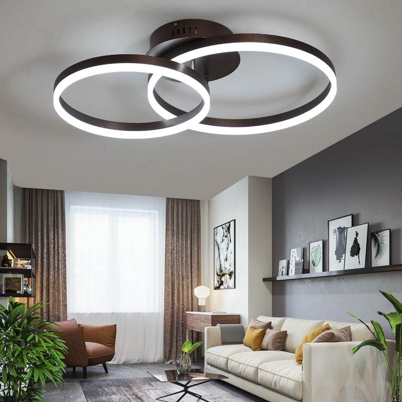 Luminaire de plafond circulaire de style moderne, plafonnier semi-encastré en métal multi-lumières