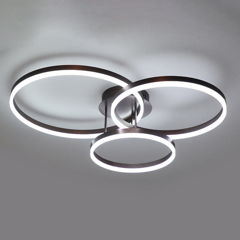 Luminaire de plafond circulaire de style moderne, plafonnier semi-encastré en métal multi-lumières