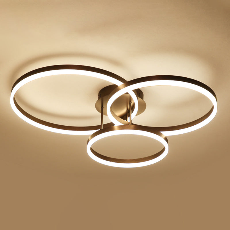 Luminaire de plafond circulaire de style moderne, plafonnier semi-encastré en métal multi-lumières