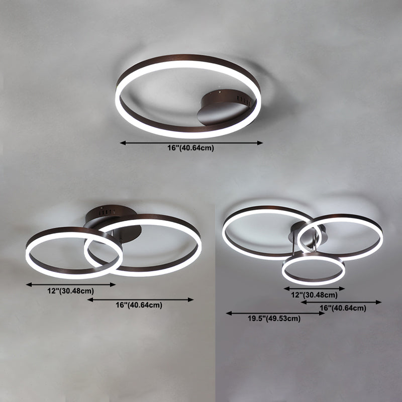 Luminaire de plafond circulaire de style moderne, plafonnier semi-encastré en métal multi-lumières