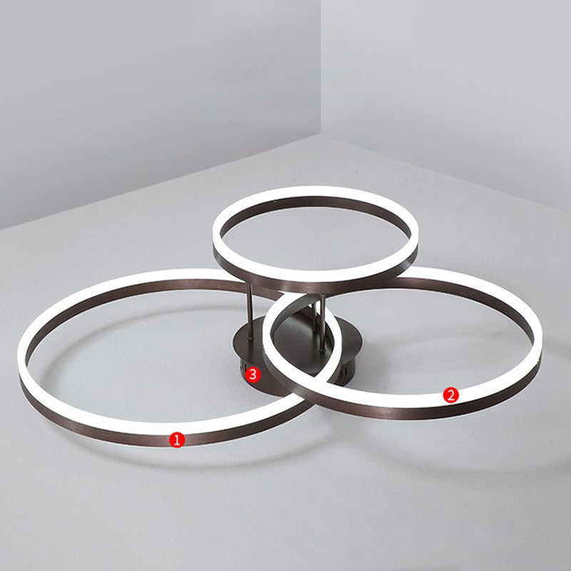 Luminaire de plafond circulaire de style moderne, plafonnier semi-encastré en métal multi-lumières
