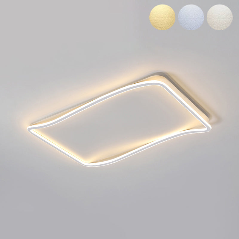 Flush rectangulaire Mount Light Modern Style Metal 1 Light Led Flush Ceiling Lights in White