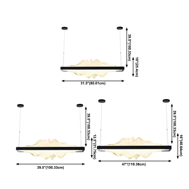 Modern Metal Chandelier Lamp Linear 1-light LED Island Pendant for Dining Room