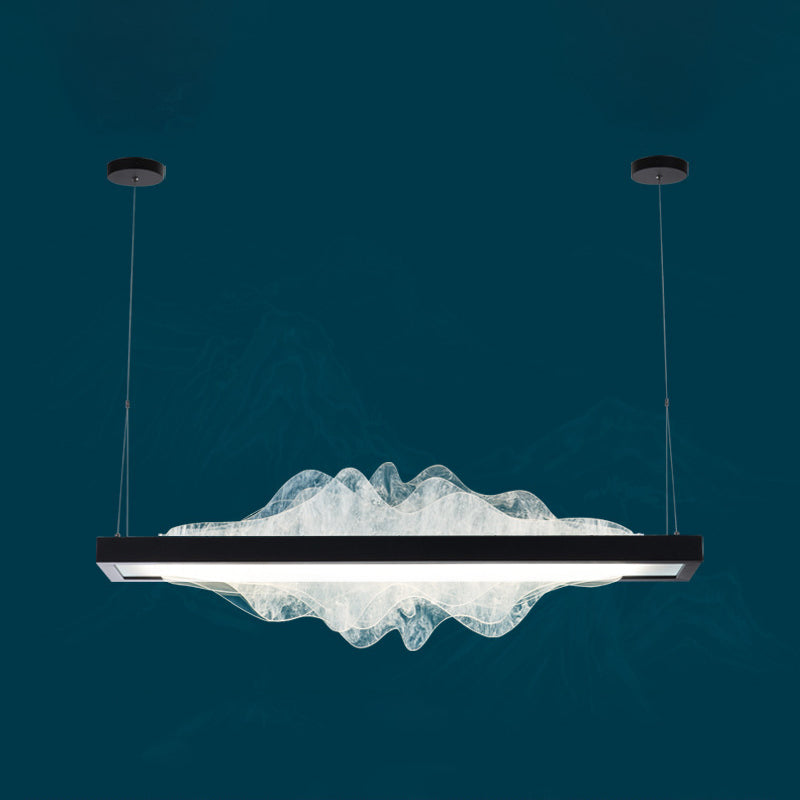 Modern Metal Chandelier Lamp Linear 1-light LED Island Pendant for Dining Room