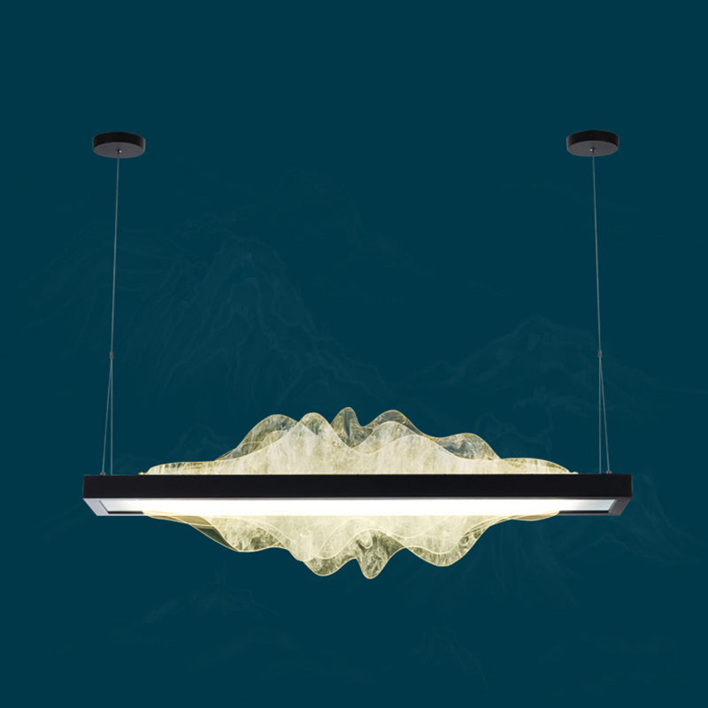 Modern Metal Chandelier Lamp Linear 1-light LED Island Pendant for Dining Room