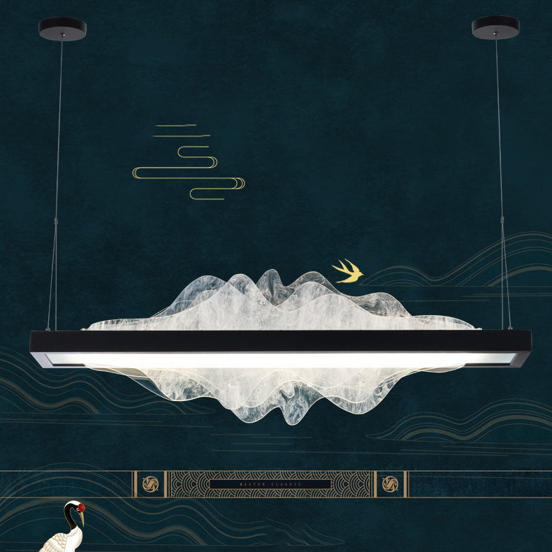 Modern Metal Chandelier Lamp Linear 1-light LED Island Pendant for Dining Room