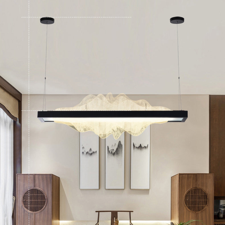 Modern Metal Chandelier Lamp Linear 1-light LED Island Pendant for Dining Room