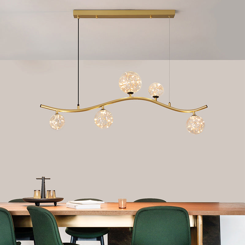 Globe Island Light Fixture Modern Pendant Lighting Metal 5 Light Island Lights